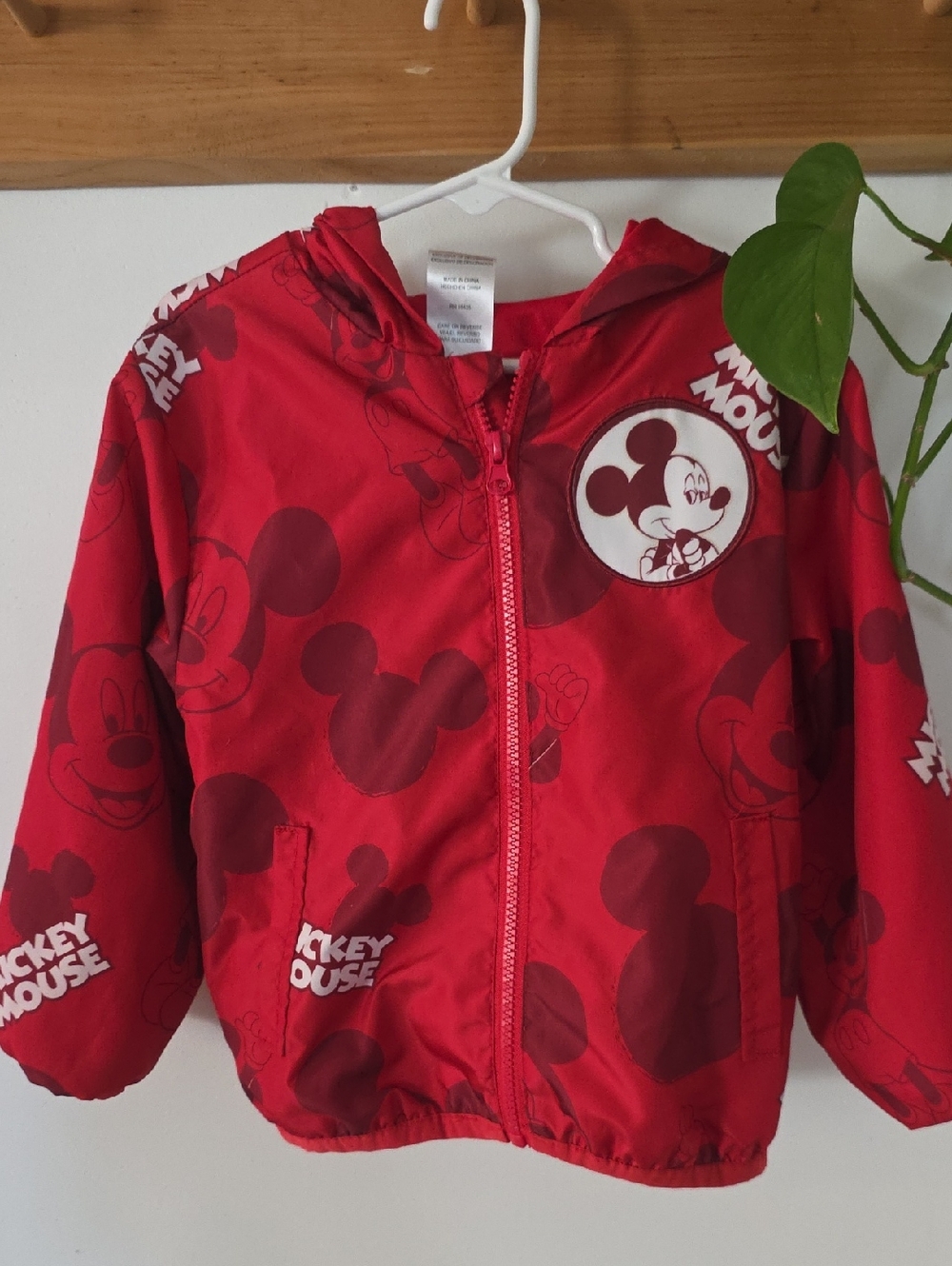 Disney Red Mickey Mouse Zip-Up Hooded Jacket